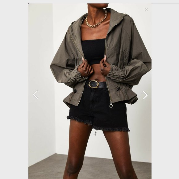 Gray Bat Raincoat with Drawstring Waist - Picture 12 of 12